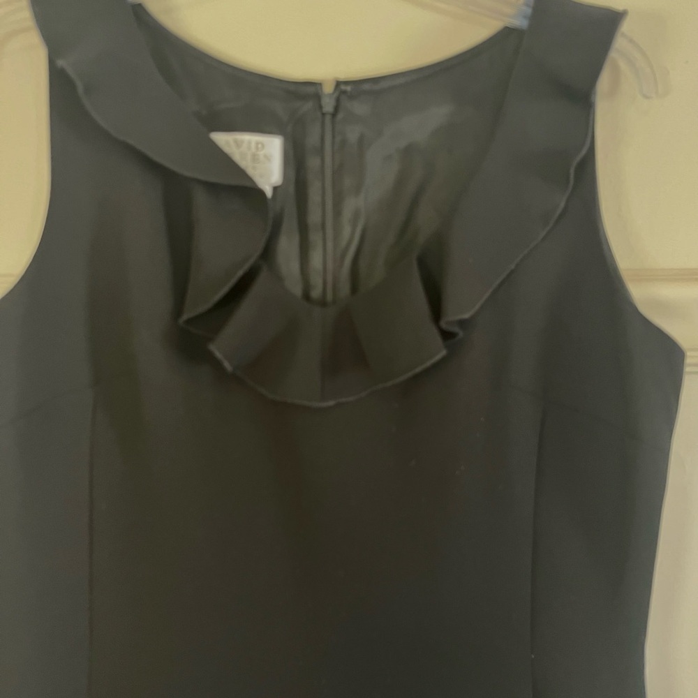 Davis Warren, Elegant Black Dress with ruffle collar Pettit size 8 NWOT - Picture 7 of 11